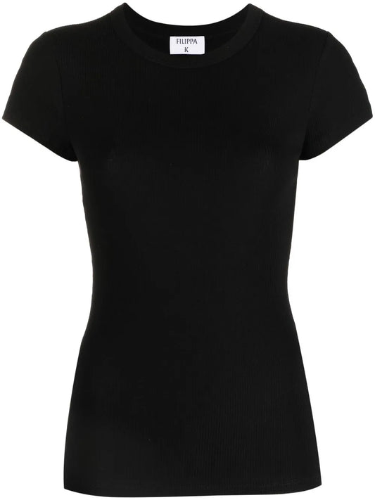 Ribbed-Knit Short-Sleeved T-Shirt