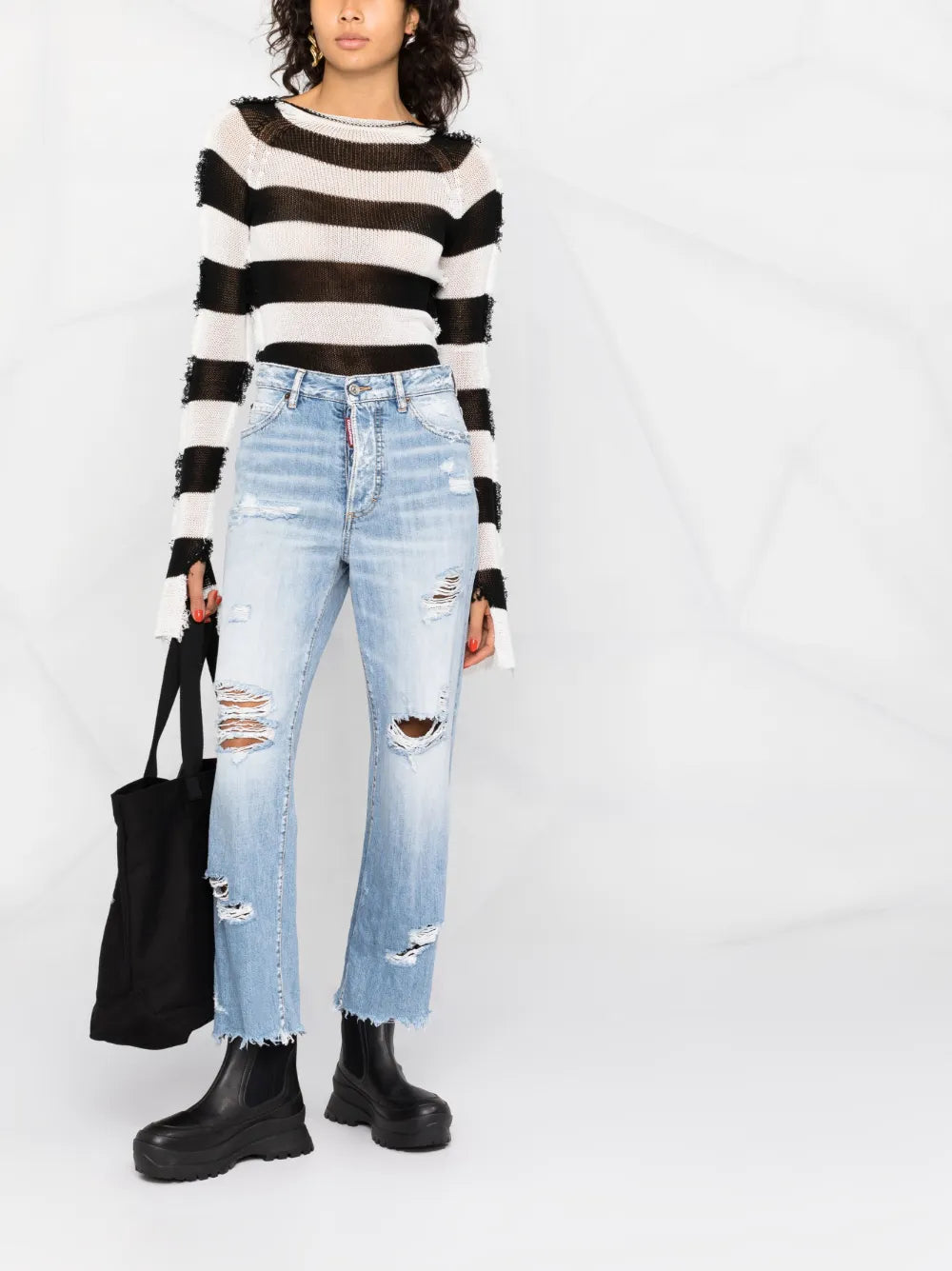 Distressed Straight-Leg Jeans