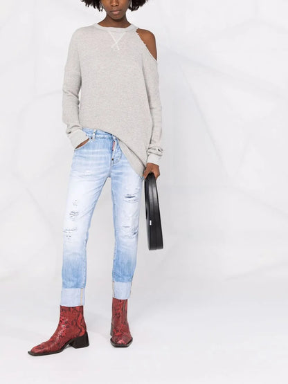 Distressed Cropped Jeans