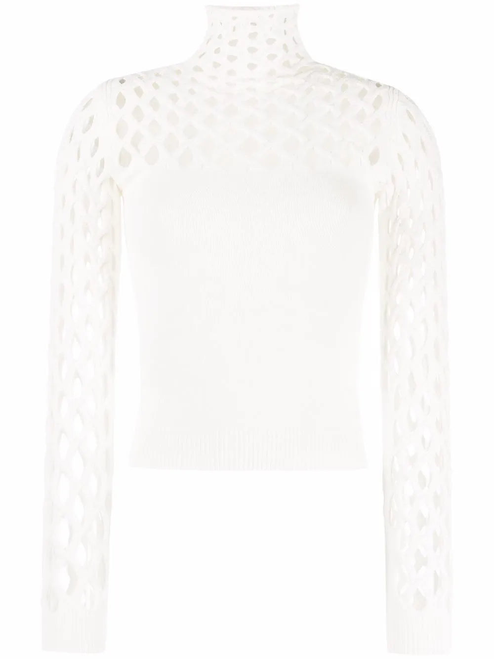 Open-Knit Roll-Neck Top