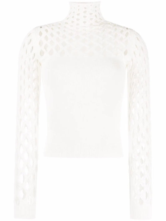 Open-Knit Roll-Neck Top
