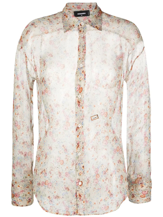 Silk Floral-Print Shirt