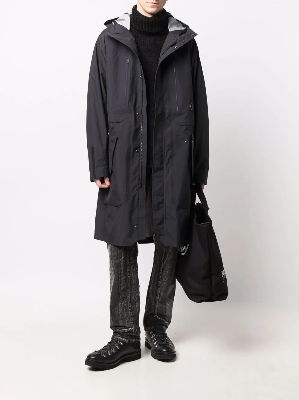 System Logo-Print Parka Coat