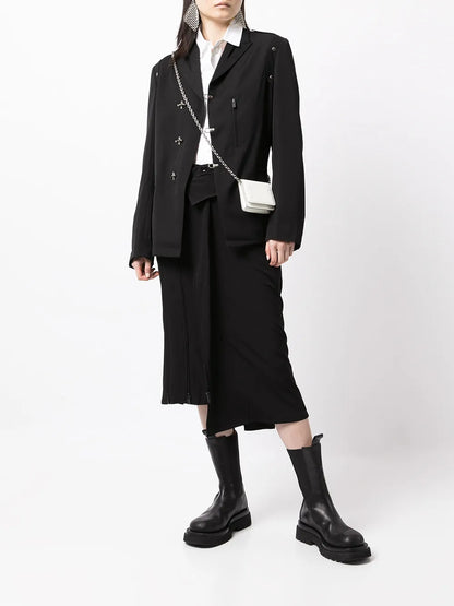 Asymmetric Zip Detail Skirt