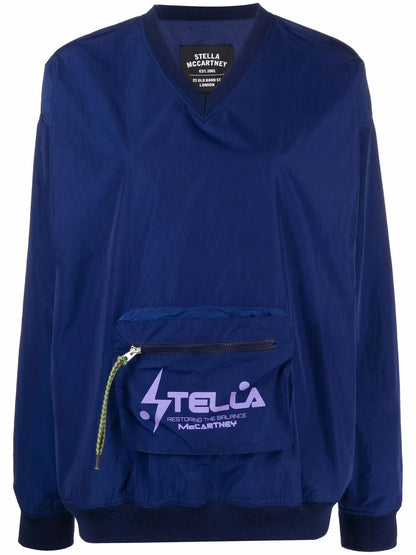 V-Neck Pouch Pocket Sweatshirt