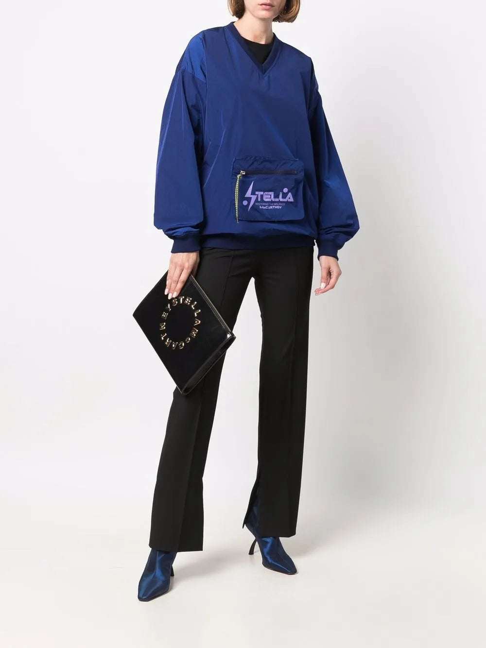 V-Neck Pouch Pocket Sweatshirt
