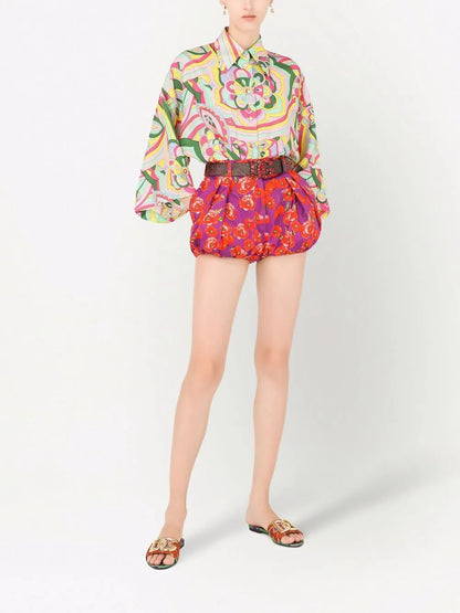 Abstract-Print Silk Shirt
