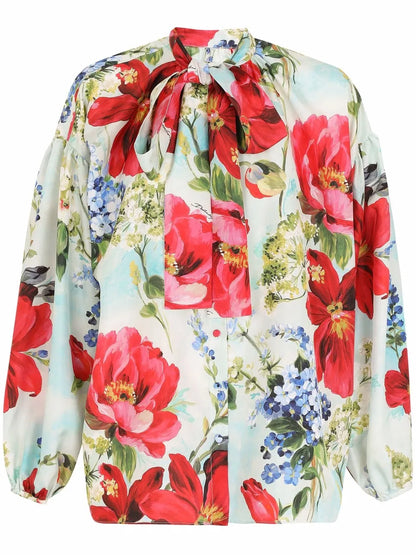 Floral-Print Silk Shirt