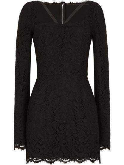 Long-Sleeve Lace Minidress
