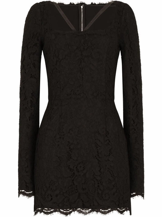 Long-Sleeve Lace Minidress