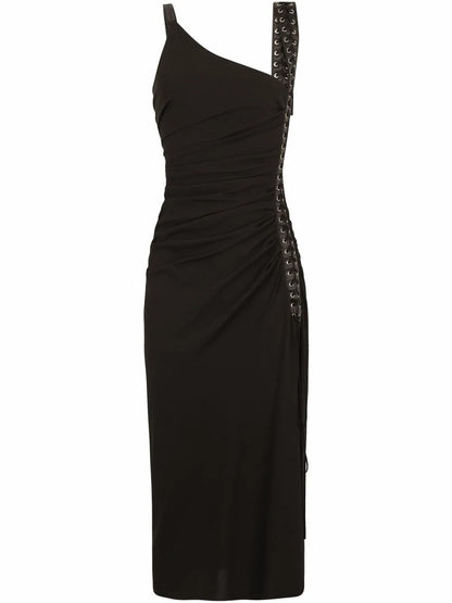 Lace-Up Sleeveless Midi Dress