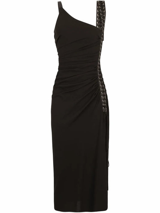 Lace-Up Sleeveless Midi Dress