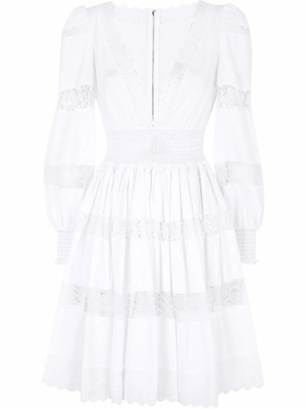 Lace-Panel Long-Sleeve Dress