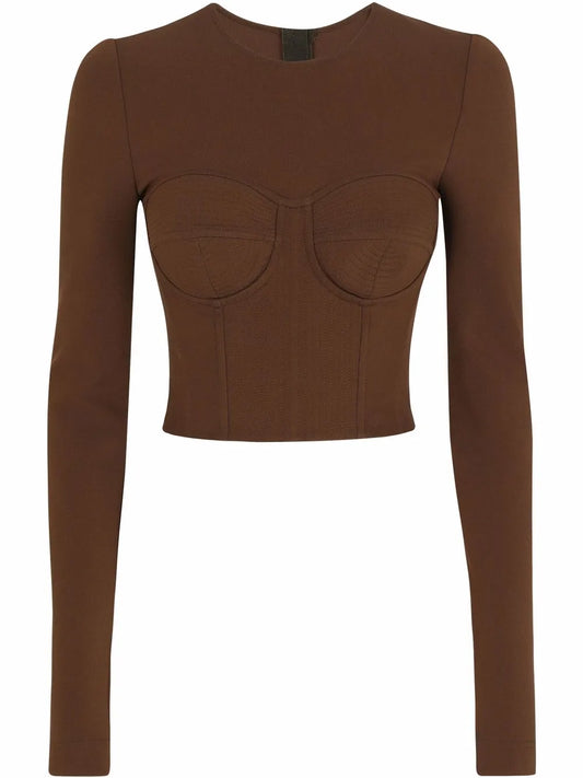 Long-Sleeve Corset Top