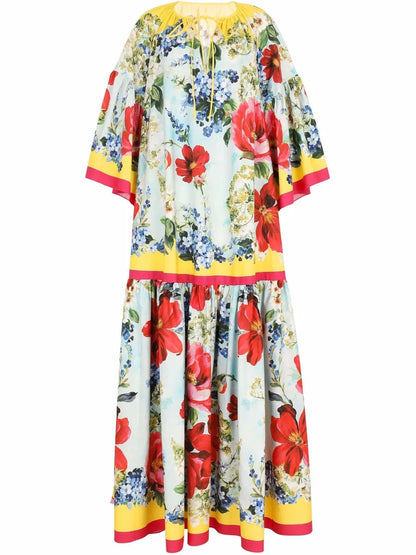 Garden-Print Poplin Kaftan