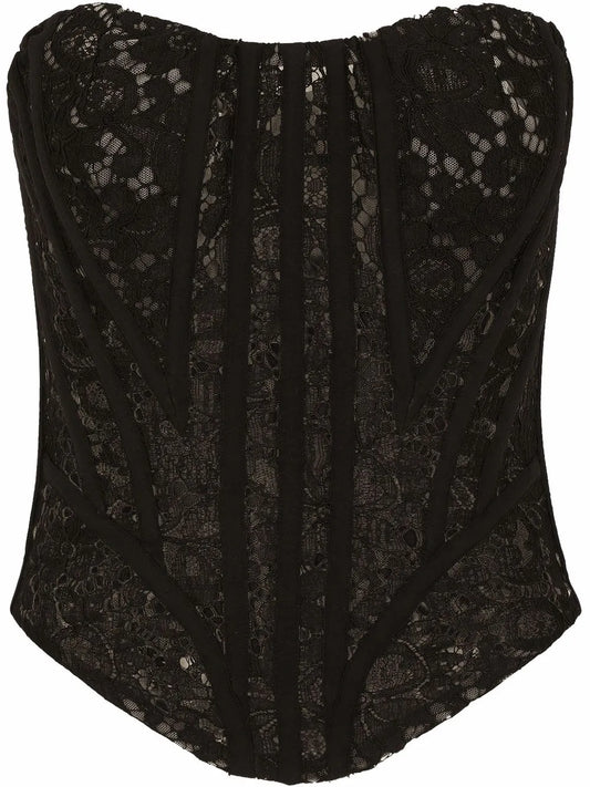 Eyelet-Detail Lace Bustier Top