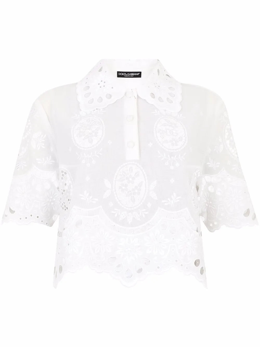 Embroidered Gauze Polo Shirt