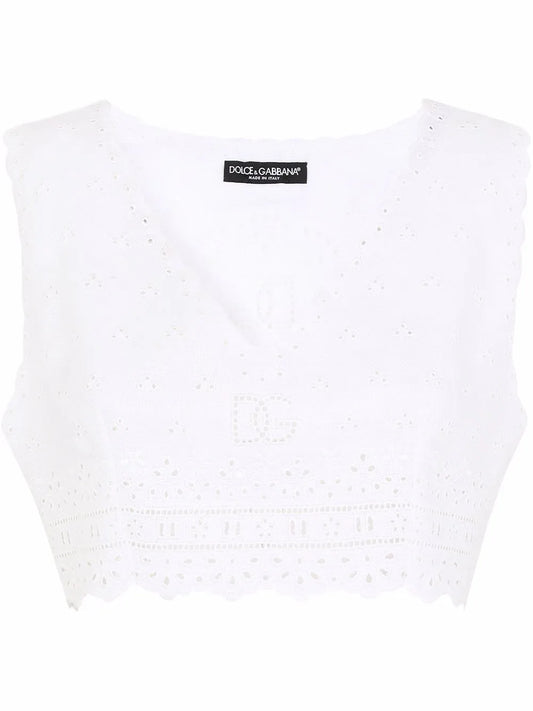 Embroidered Linen Crop Top
