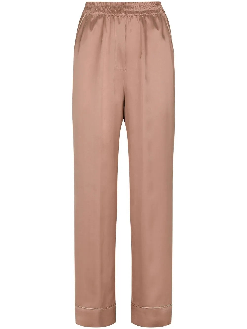 Contrast-Trim Satin Pajama Bottoms