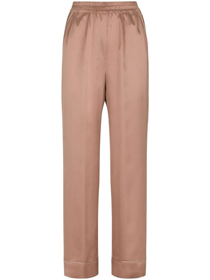 Contrast-Trim Satin Pajama Bottoms