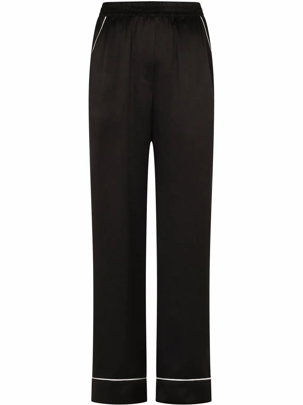 Contrast-Trim Satin Pajama Bottoms