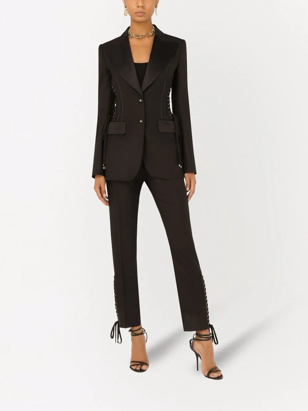 Lace-Up Twill Trousers