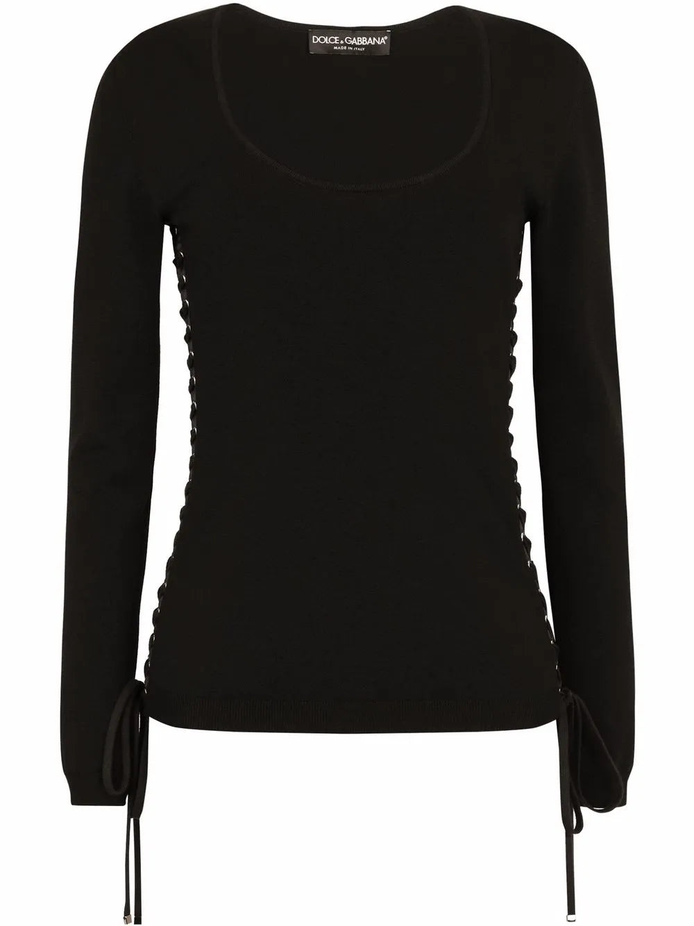 Scoop-Neck Lace-Up Jumper