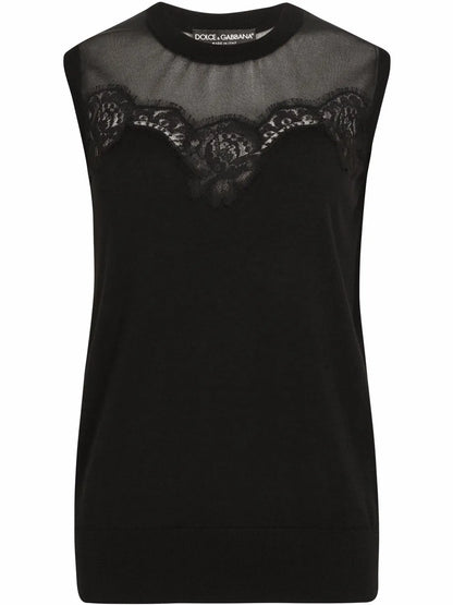 Lace-Detail Sleeveless Jumper