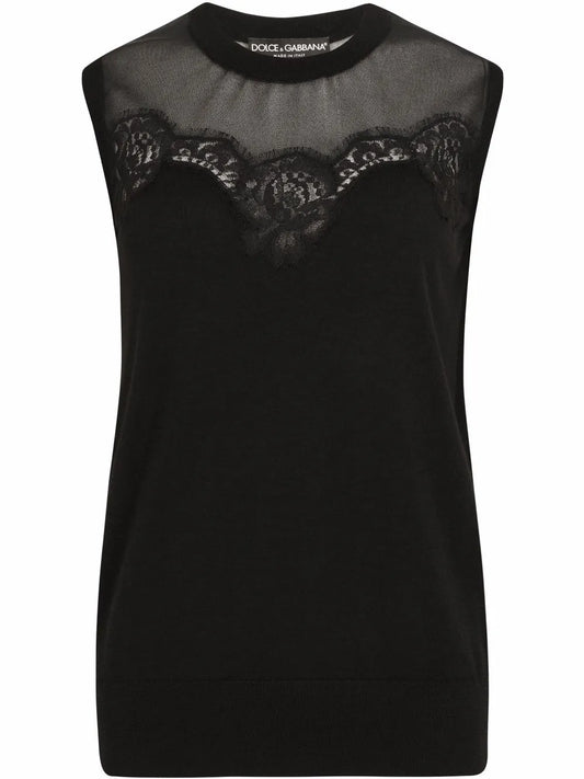 Lace-Detail Sleeveless Jumper