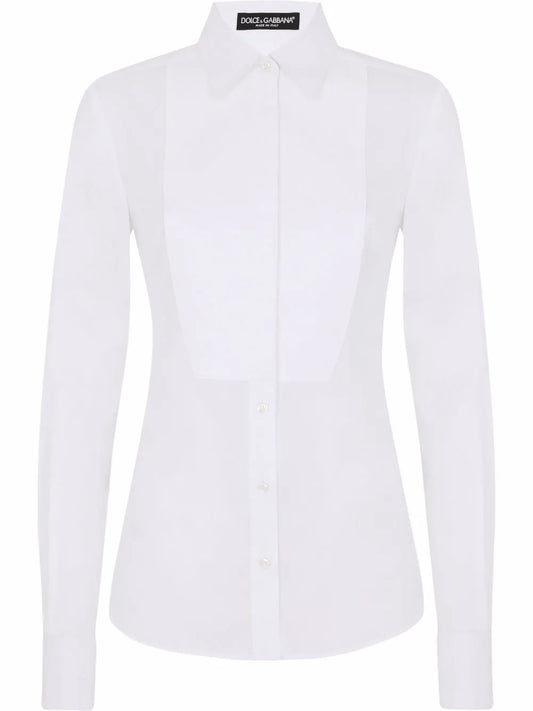 Stretch-Poplin Tuxedo Shirt