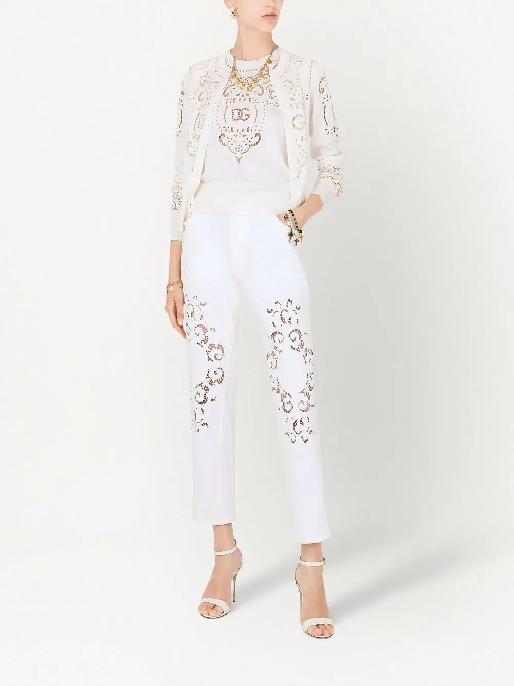 Openwork-Embroidery Silk Cardigan