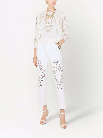 Openwork-Embroidery Silk Cardigan