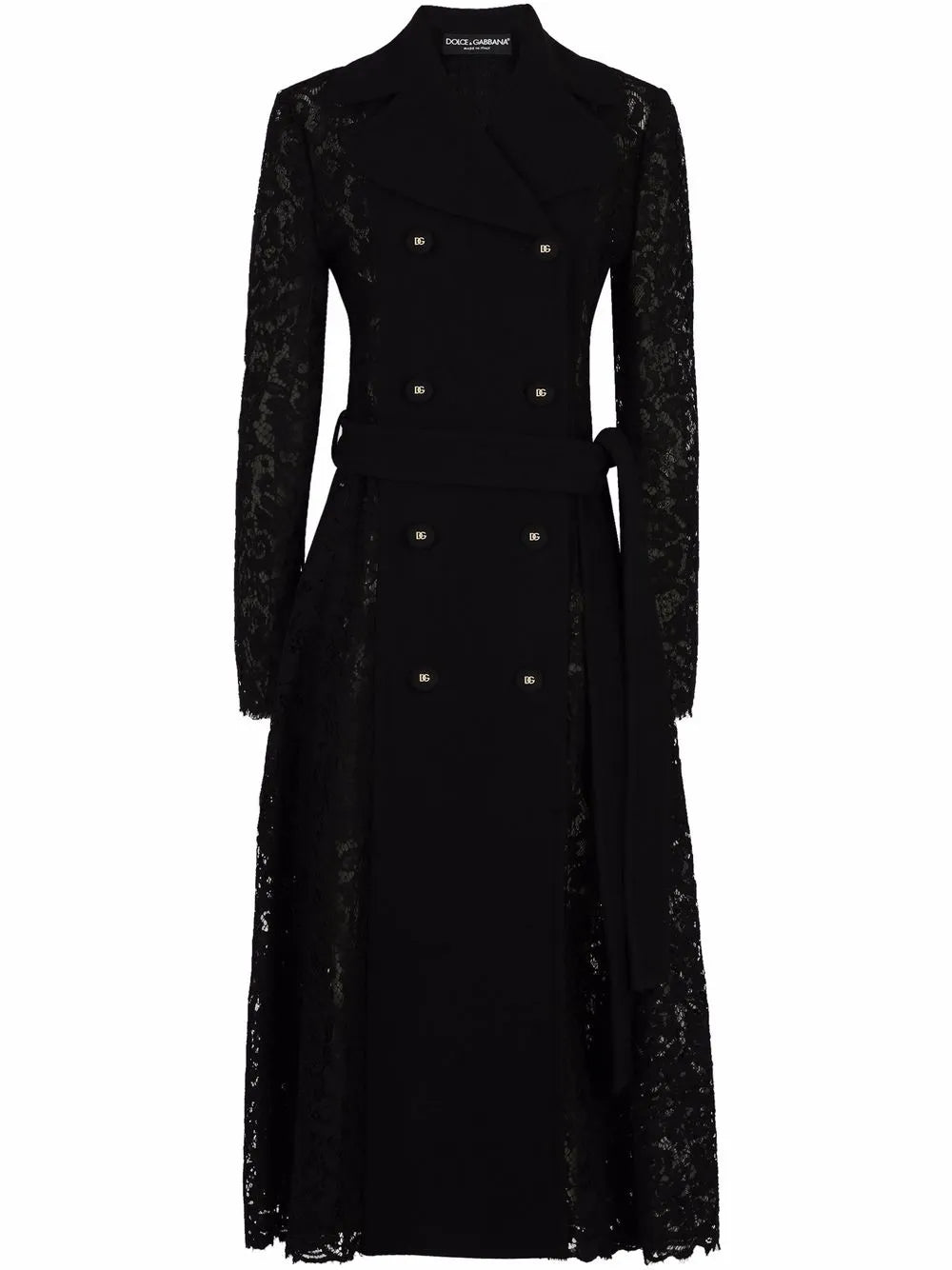 Cordonetto-Lace Belted Coat