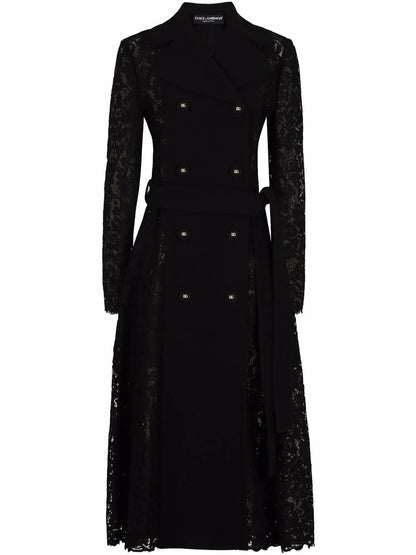 Cordonetto-Lace Belted Coat