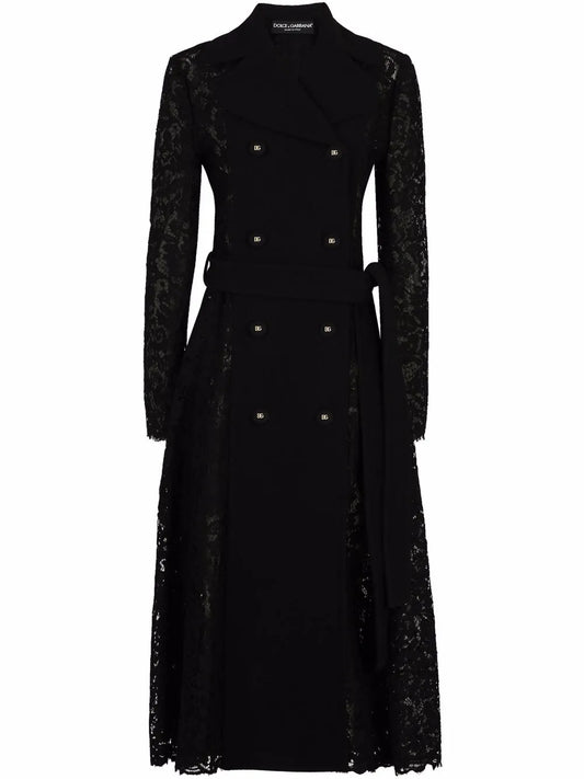 Cordonetto-Lace Belted Coat