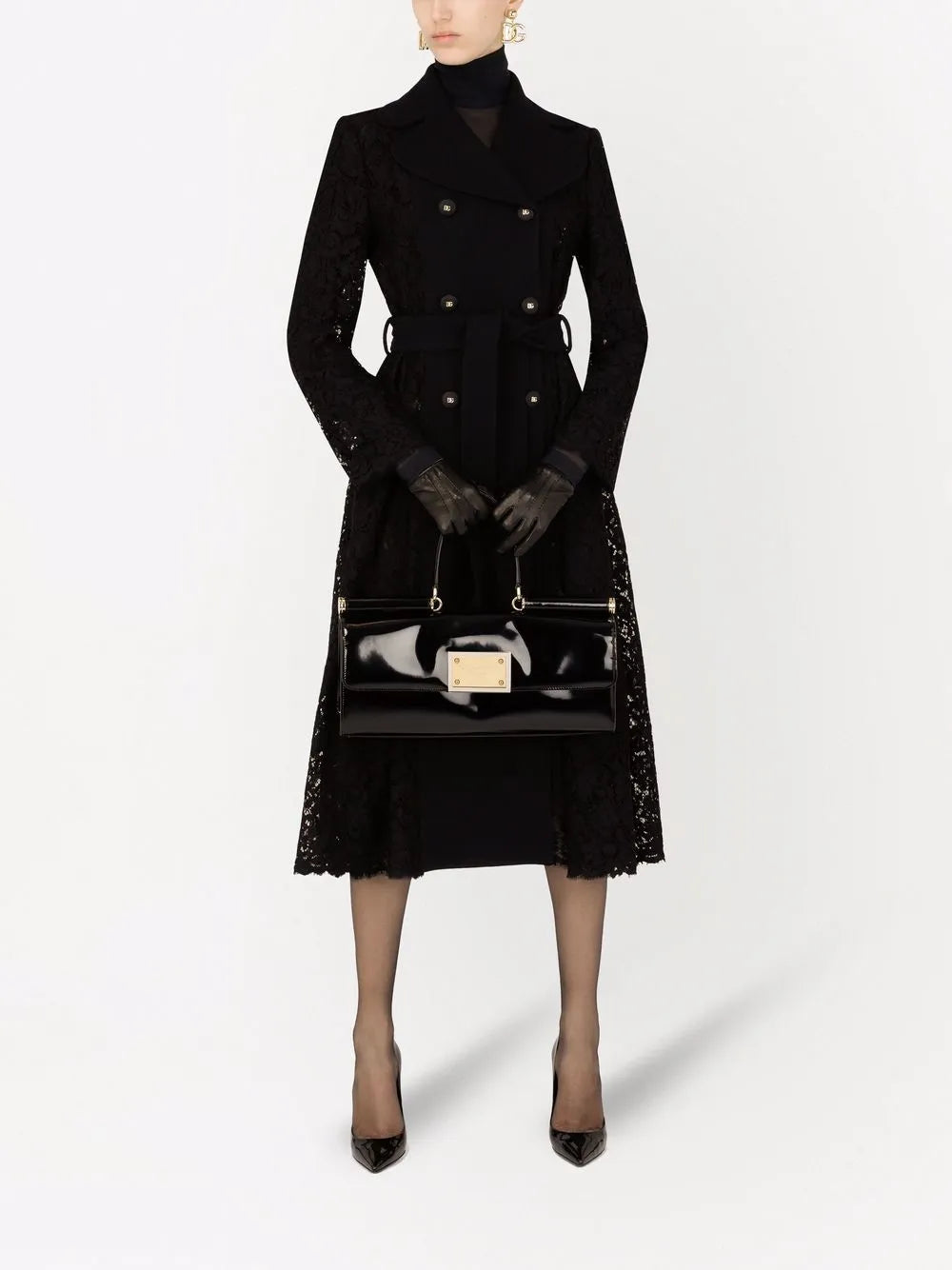 Cordonetto-Lace Belted Coat