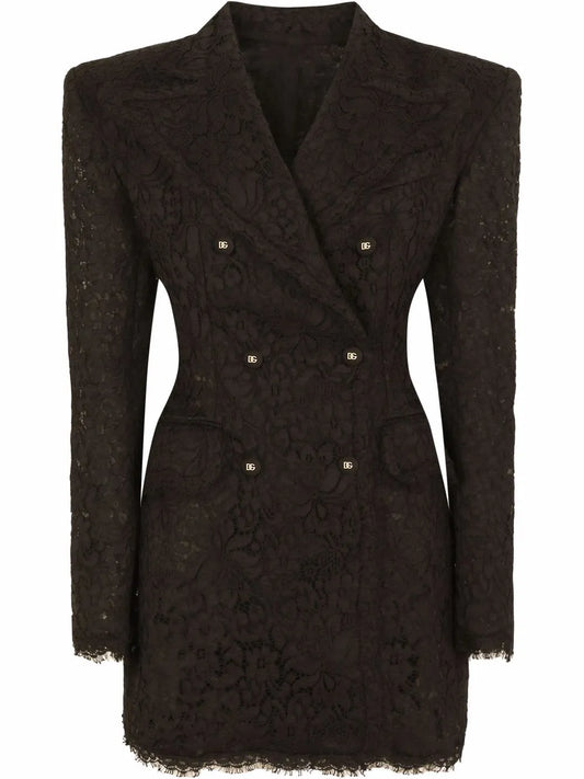 Cordonetto-Lace Double.Breasted Blazer