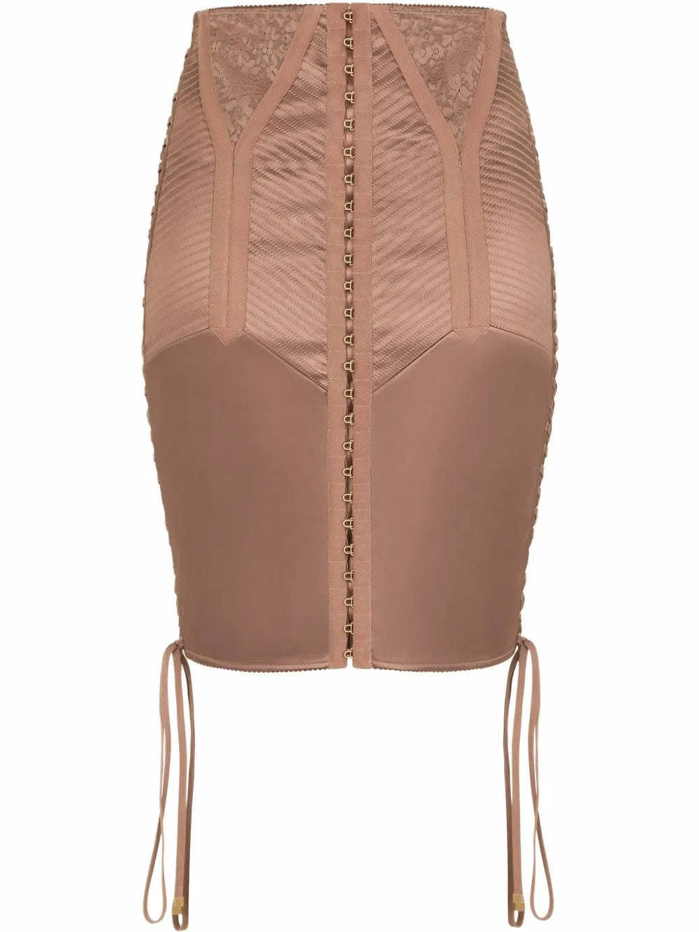 Lace-Up Satin Miniskirt
