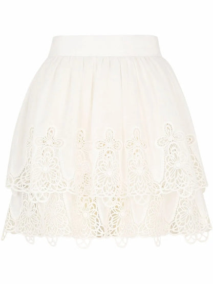 Embroidered Cotton Miniskirt