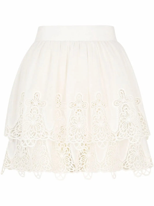 Embroidered Cotton Miniskirt