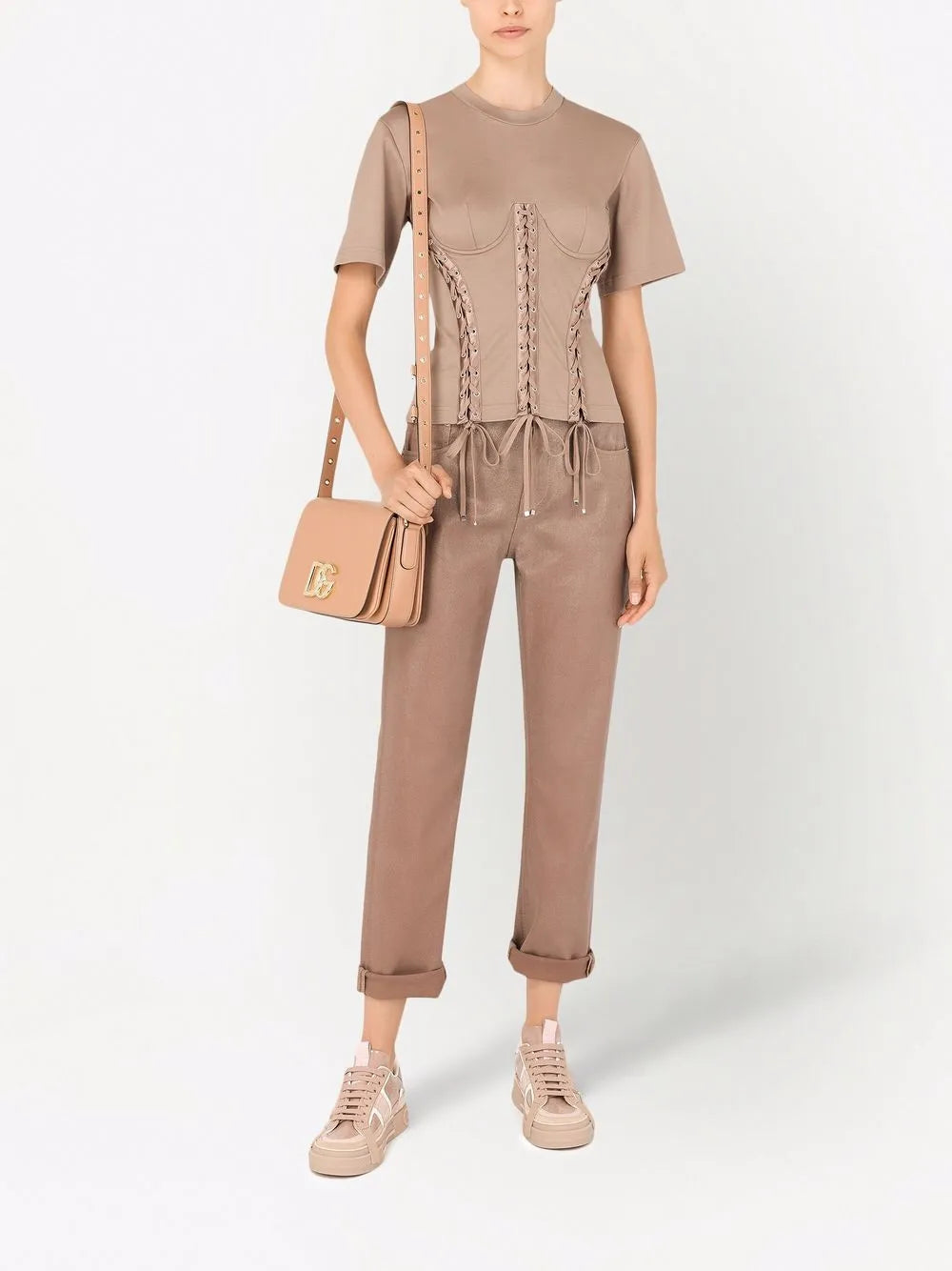 Eyelet-Detail Corset T-Shirt
