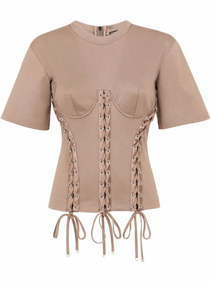 Eyelet-Detail Corset T-Shirt