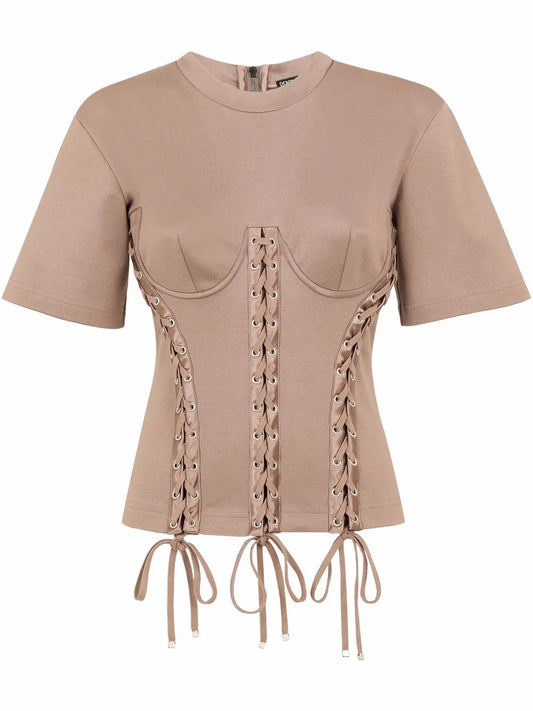 Eyelet-Detail Corset T-Shirt