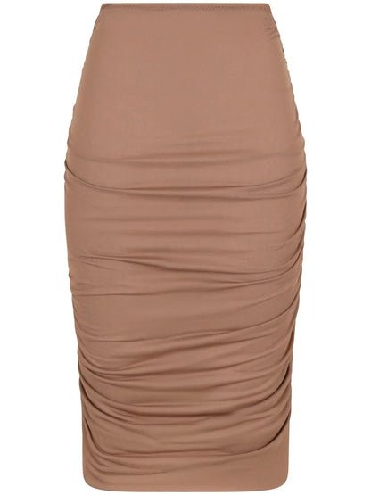 Draped-Detail Midi Skirt