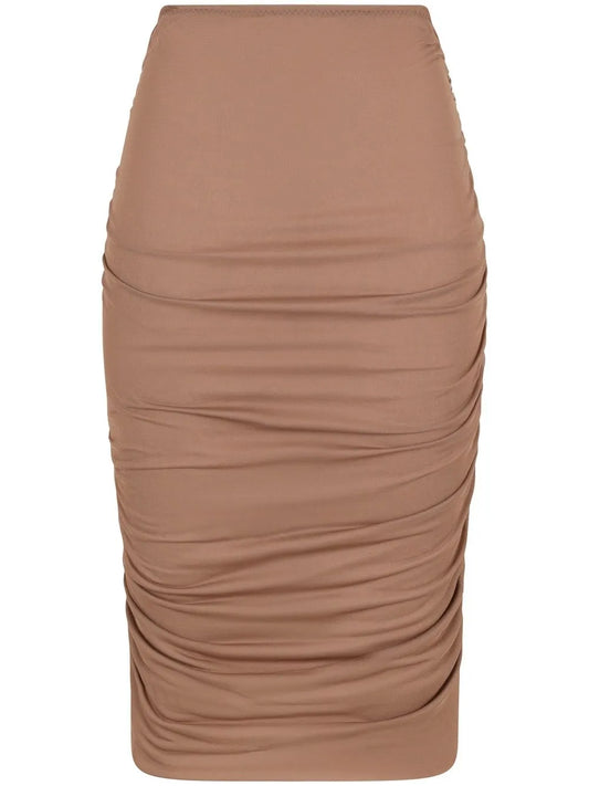 Draped-Detail Midi Skirt
