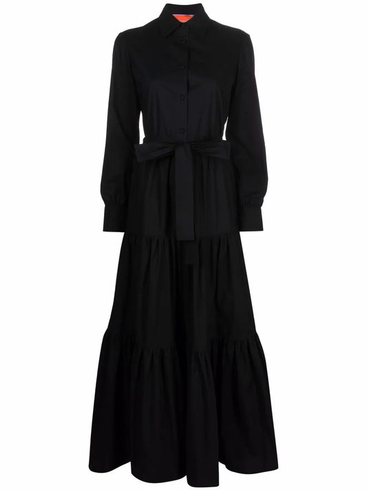 Long-Sleeve Tied-Waist Dress