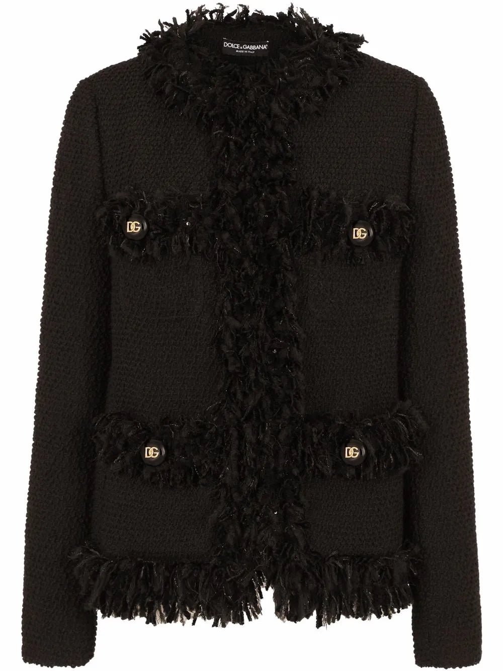 Single-Breasted Bouclé Jacket
