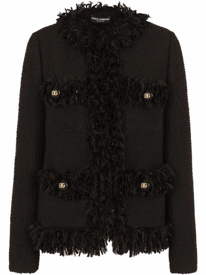 Single-Breasted Bouclé Jacket