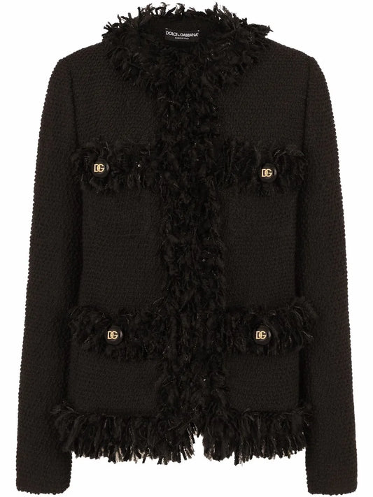 Single-Breasted Bouclé Jacket