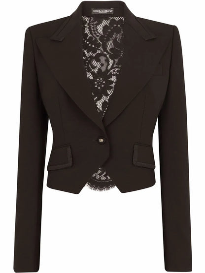 Cordonetto-Lace Cropped Blazer